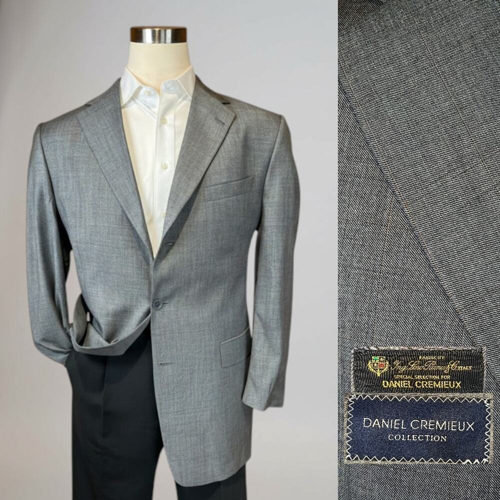 Cremieux Loro Piana 44L Gray Subtle Burnt Orange Plaid Blazer 3/2 Roll